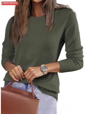 Lightweight Wool Blend Crewneck Pullover Sweater
